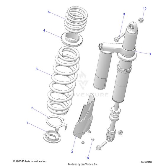 An Image of a Genuine Polaris Parts Schematic Diagram showing the schematic - SUSPENSION: REAR SHOCK AND MOUNTING - 2026 POLARIS RZR XP S 1000 ULTIMATE