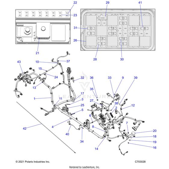 An Image of a Genuine Polaris Parts Schematic Diagram showing the schematic - ELECTRICAL: WIRE HARNESS CHASSIS ULTIMATE LE - 2022 POLARIS RZR PRO XP ULTIMATE ROCKFORD LE