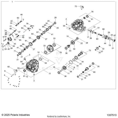 An Image of a Genuine Polaris Parts Schematic Diagram showing the schematic - DRIVE TRAIN: MAIN GEARCASE INTERNALS - 2026 POLARIS RZR XP S 4 1000 SPORT