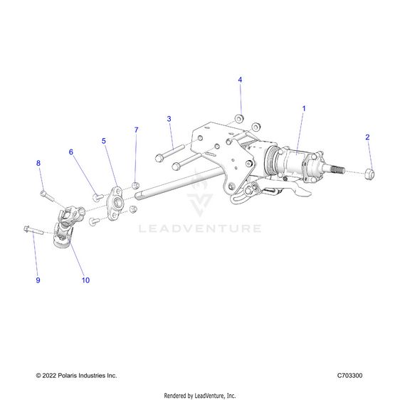 An Image of a Genuine Polaris Parts Schematic Diagram showing the schematic - STEERING: LINKAGE TILT AND RELATED PREMIUM - 2023 POLARIS RZR PRO R SPORT/PREMIUM
