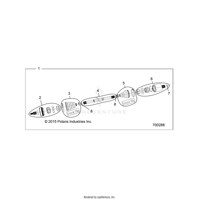 An Image of a Genuine Polaris Parts Schematic Diagram showing the schematic - DRIVE TRAIN: HALF SHAFT REAR  - 2019 POLARIS RZR XP 4 1000