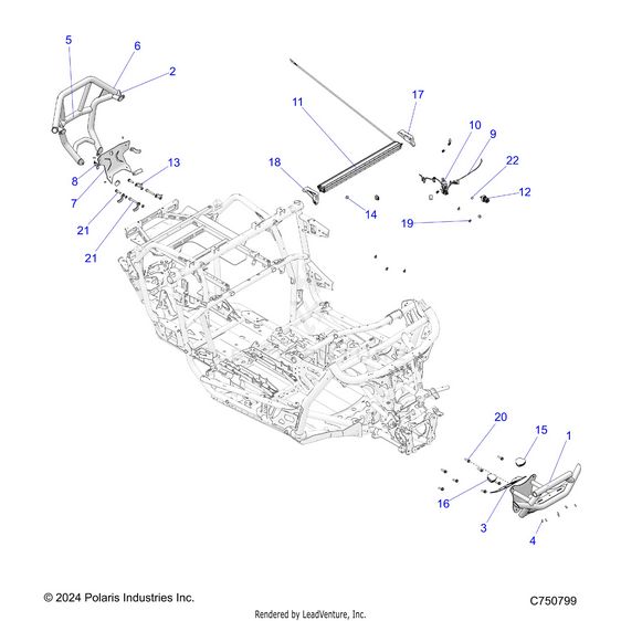 An Image of a Genuine Polaris Parts Schematic Diagram showing the schematic - ACCESSORY: BUMPERS AND ROCKERS - 2025 POLARIS RZR PRO R 4 FACTORY ARMORED LE ULTIMATE
