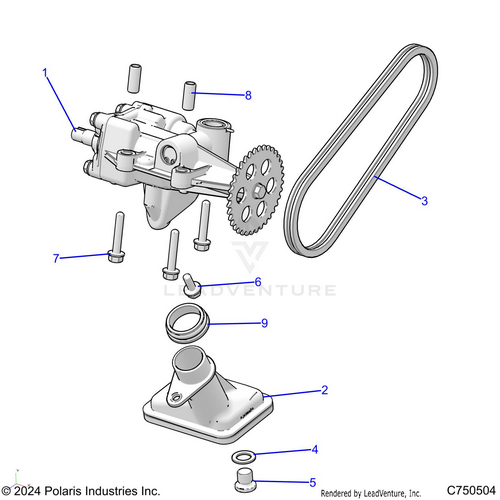 An Image of a Genuine Polaris Parts Schematic Diagram showing the schematic - ENGINE: OIL PUMP - 2025 POLARIS RZR XP 1000 PREMIUM