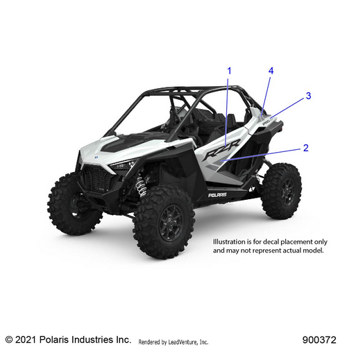 An Image of a Genuine Polaris Parts Schematic Diagram showing the schematic - BODY: DECALS GRAPHICS - 2022 POLARIS RZR PRO R ULTIMATE
