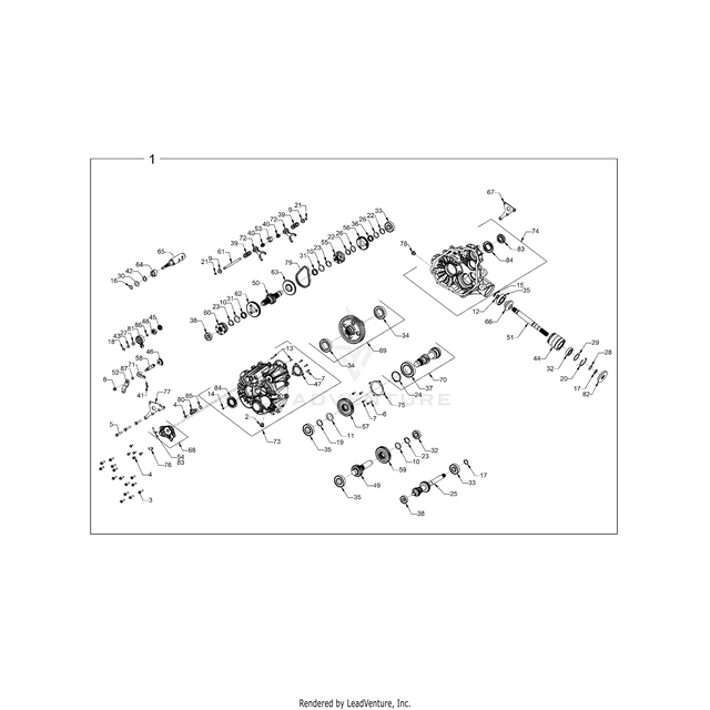 An Image of a Genuine Polaris Parts Schematic Diagram showing the schematic - DRIVE TRAIN: MAIN GEARCASE - 2020 POLARIS RZR 570