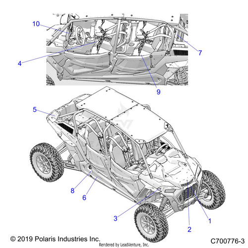 An Image of a Genuine Polaris Parts Schematic Diagram showing the schematic - BODY: DECALS COMMON - 2020 POLARIS RZR TURBO S 4