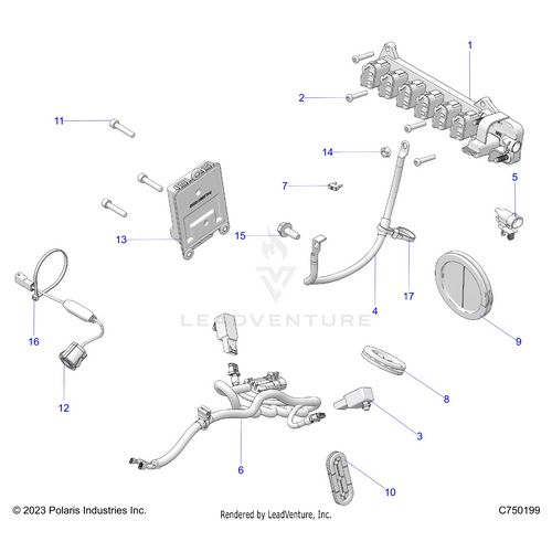 An Image of a Genuine Polaris Parts Schematic Diagram showing the schematic - ELECTRICAL: WIRE HARNESS PERIPHERAL - 2025 POLARIS RZR PRO R 4 FACTORY ARMORED LE ULTIMATE