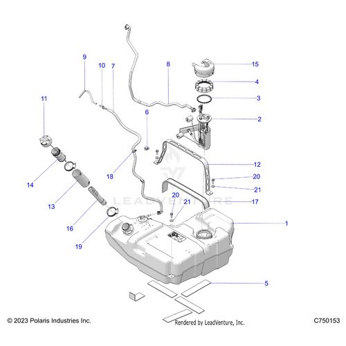 An Image of a Genuine Polaris Parts Schematic Diagram showing the schematic - FUEL: SYSTEM STD. - 2025 POLARIS RZR PRO R 4 RACE REPLICA LE EVAP