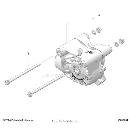 An Image of a Genuine Polaris Parts Schematic Diagram showing the schematic - DRIVE TRAIN: FRONT GEARCASE MOUNTING - 2026 POLARIS RZR PRO XP 4 ULTIMATE
