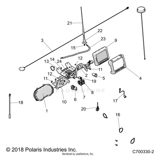 An Image of a Genuine Polaris Parts Schematic Diagram showing the schematic - ELECTRICAL: DASH INSTRUMENTS AND CONTROLS - 2019 POLARIS RZR XP 4 1000