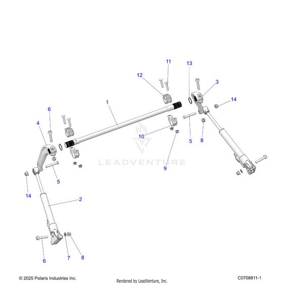 An Image of a Genuine Polaris Parts Schematic Diagram showing the schematic - SUSPENSION: REAR STABILIZER BAR - 2026 POLARIS RZR PRO R LE
