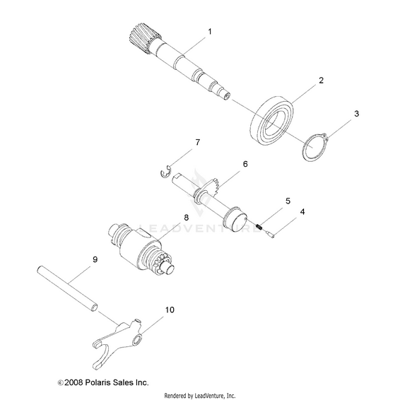 An Image of a Genuine Polaris Parts Schematic Diagram showing the schematic - DRIVE TRAIN: DRUM SHIFT - 2020 POLARIS RZR 170