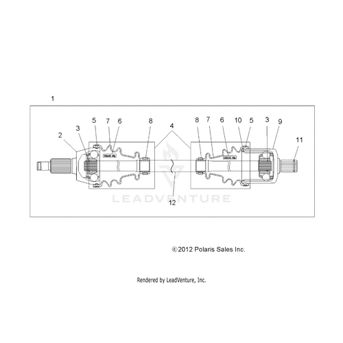 An Image of a Genuine Polaris Parts Schematic Diagram showing the schematic - DRIVE TRAIN: FRONT HALF SHAFT - 2017 POLARIS RZR 570 S
