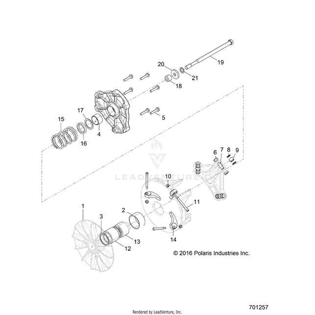 An Image of a Genuine Polaris Parts Schematic Diagram showing the schematic - DRIVE TRAIN: PRIMARY CLUTCH - 2019 POLARIS RZR 570