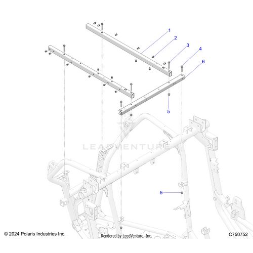 An Image of a Genuine Polaris Parts Schematic Diagram showing the schematic - CHASSIS: BOX MOUNTING - 2025 POLARIS RZR PRO XP ULTIMATE