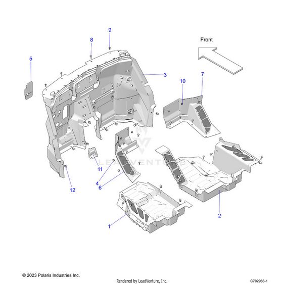 An Image of a Genuine Polaris Parts Schematic Diagram showing the schematic - BODY: FLOOR PANELS - 2024 POLARIS RZR TURBO R 4 ULTIMATE