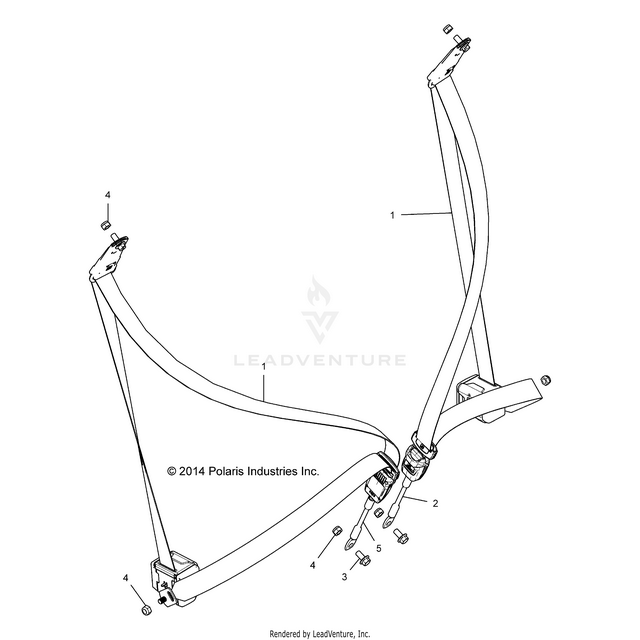 An Image of a Genuine Polaris Parts Schematic Diagram showing the schematic - BODY: SEAT BELT MOUNTING - 2019 POLARIS RZR S 1000 EPS
