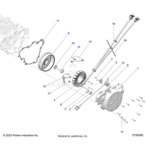 An Image of a Genuine Polaris Parts Schematic Diagram showing the schematic - ENGINE: STATOR AND FLYWHEEL - 2026 POLARIS RZR PRO XP ULTIMATE