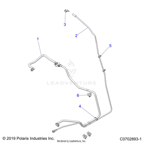 An Image of a Genuine Polaris Parts Schematic Diagram showing the schematic - BODY: FUEL LINES STD. - 2021 POLARIS RZR PRO XP 4 ULTIMATE ROCKFORD LE