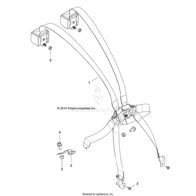 An Image of a Genuine Polaris Parts Schematic Diagram showing the schematic - BODY: SEAT BELTS - 2015 POLARIS RZR XP 1000
