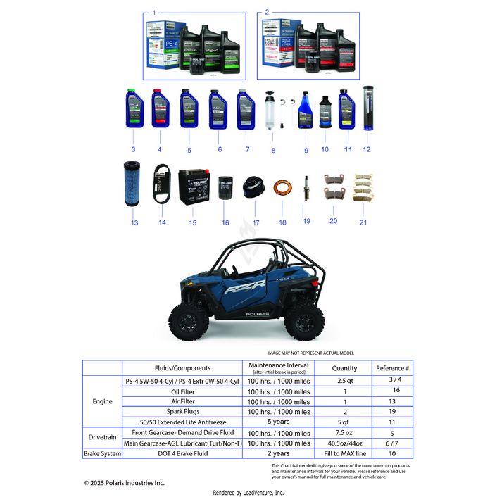 An Image of a Genuine Polaris Parts Schematic Diagram showing the schematic - *SERVICE & MAINTENANCE - 2024 POLARIS RZR 900 TRAIL SPORT