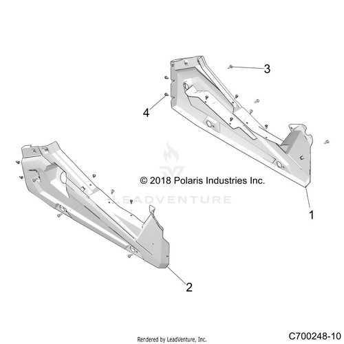 An Image of a Genuine Polaris Parts Schematic Diagram showing the schematic - BODY: ROCKER PANELS - 2022 POLARIS RZR XP 1000 SPORT