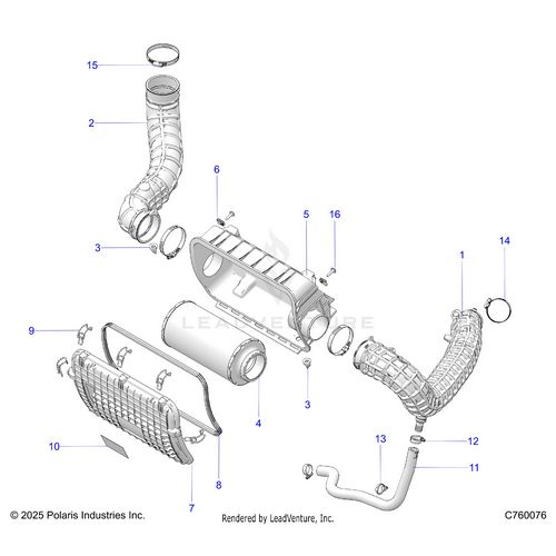 An Image of a Genuine Polaris Parts Schematic Diagram showing the schematic - ENGINE: AIR INTAKE - 2026 POLARIS RZR XP S 1000 ULTIMATE