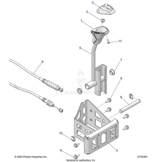 An Image of a Genuine Polaris Parts Schematic Diagram showing the schematic - DRIVE TRAIN: GEAR SELECTOR - 2024 POLARIS RZR PRO R 4 PREMIUM