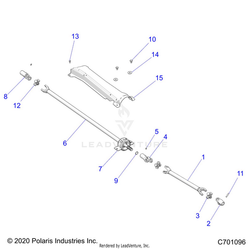 An Image of a Genuine Polaris Parts Schematic Diagram showing the schematic - DRIVE TRAIN: FRONT PROP SHAFT - 2023 POLARIS RZR XP 1000 PREMIUM