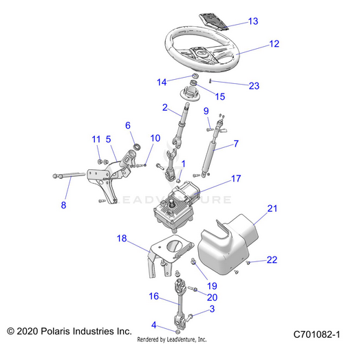 An Image of a Genuine Polaris Parts Schematic Diagram showing the schematic - STEERING: POWER STEERING ASM. - 2025 POLARIS RZR 900 TRAIL ULTIMATE