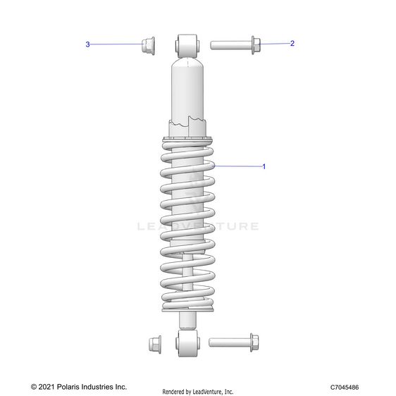 An Image of a Genuine Polaris Parts Schematic Diagram showing the schematic - SUSPENSION: SHOCK REAR - 2024 POLARIS RZR 200 EVAP