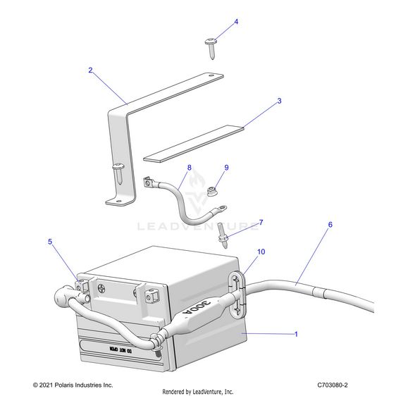 An Image of a Genuine Polaris Parts Schematic Diagram showing the schematic - ELECTRICAL: BATTERY - 2023 POLARIS RZR PRO R RIDE COMMAND