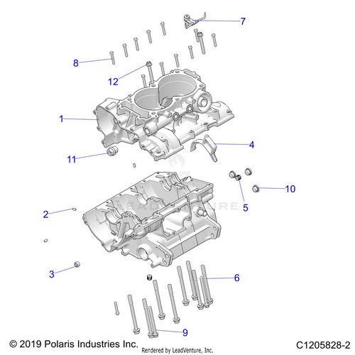 An Image of a Genuine Polaris Parts Schematic Diagram showing the schematic - ENGINE: CRANKCASE - 2024 POLARIS RZR PRO XP ULTIMATE
