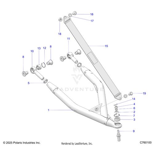 An Image of a Genuine Polaris Parts Schematic Diagram showing the schematic - SUSPENSION: FRONT UPPER CONTROL ARMS - 2026 POLARIS RZR PRO R RACE