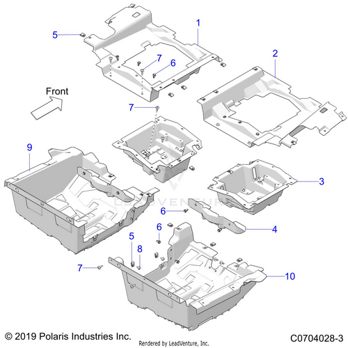 An Image of a Genuine Polaris Parts Schematic Diagram showing the schematic - BODY: FLOOR PANELS REAR - 2022 POLARIS RZR PRO R 4 ULTIMATE