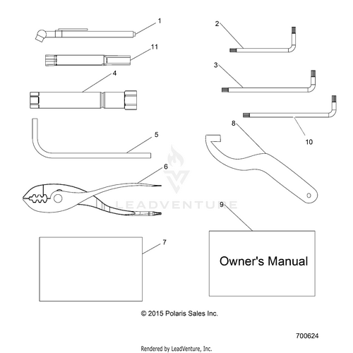 An Image of a Genuine Polaris Parts Schematic Diagram showing the schematic - REFERENCES: OWNERS MANUAL AND TOOL KIT - 2020 POLARIS RZR XP 1000