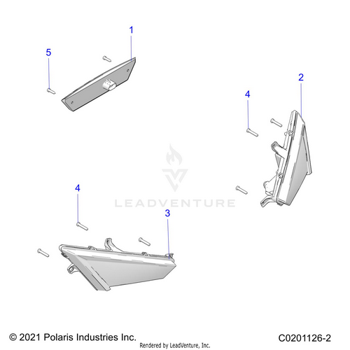 An Image of a Genuine Polaris Parts Schematic Diagram showing the schematic - ELECTRICAL: HEADLIGHTS and TAILLIGHT - 2025 POLARIS RZR 200 MD