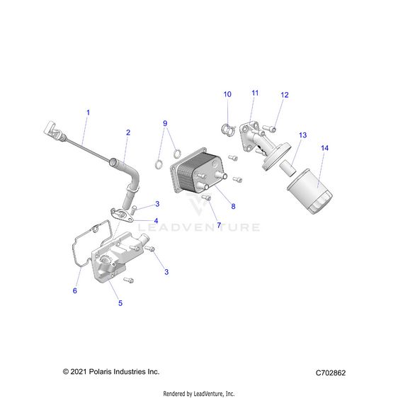 An Image of a Genuine Polaris Parts Schematic Diagram showing the schematic - ENGINE: DIPSTICK AND OIL FILTER - 2026 POLARIS RZR XP S 4 1000 ULTIMATE