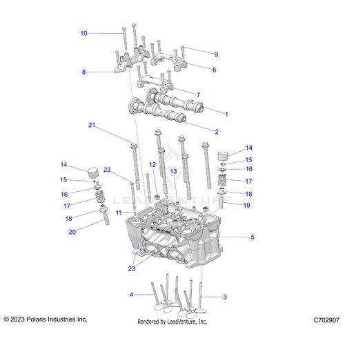 An Image of a Genuine Polaris Parts Schematic Diagram showing the schematic - ENGINE: CYLINDER HEAD AND VALVES - 2025 POLARIS RZR XP 1000 PREMIUM