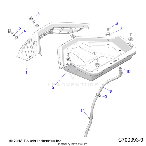 An Image of a Genuine Polaris Parts Schematic Diagram showing the schematic - BODY: REAR RACK - 2020 POLARIS RZR RS1