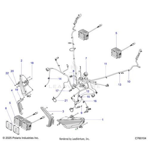 An Image of a Genuine Polaris Parts Schematic Diagram showing the schematic - ELECTRICAL: FRONT HARNESS AND LIGHTING - 2026 POLARIS RZR PRO R RACE
