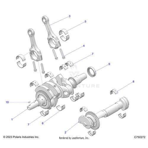 An Image of a Genuine Polaris Parts Schematic Diagram showing the schematic - ENGINE: CRANKSHAFT AND BEARINGS - 2025 POLARIS RZR PRO XP 4 PREMIUM