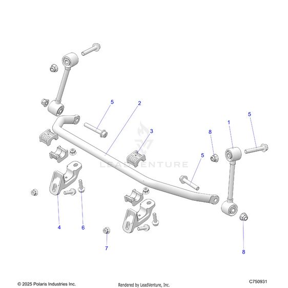 An Image of a Genuine Polaris Parts Schematic Diagram showing the schematic - SUSPENSION: FRONT STABILIZER BAR - 2026 POLARIS RZR XP 4 1000 ULTIMATE