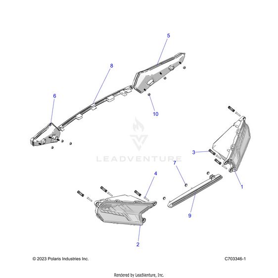 An Image of a Genuine Polaris Parts Schematic Diagram showing the schematic - ELECTRICAL: HEADLIGHTS AND TAILLIGHTS - 2024 POLARIS RZR XP 4 1000 SPORT