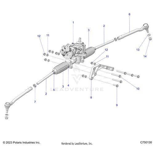 An Image of a Genuine Polaris Parts Schematic Diagram showing the schematic - STEERING: GEAR BOX W/EPS AND RELATED - 2026 POLARIS RZR PRO R 4 ULTIMATE