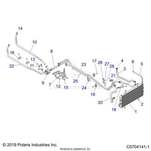 An Image of a Genuine Polaris Parts Schematic Diagram showing the schematic - ENGINE: COOLING AUX. SYSTEM - 2021 POLARIS RZR XP TURBO