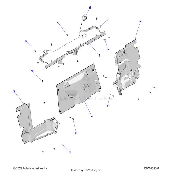 An Image of a Genuine Polaris Parts Schematic Diagram showing the schematic - BODY: REAR CLOSEOFF - 2025 POLARIS RZR XP 1000 ULTIMATE