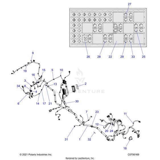 An Image of a Genuine Polaris Parts Schematic Diagram showing the schematic - ELECTRICAL: WIRE HARNESS - 2024 POLARIS RZR XP 4 1000 PREMIUM