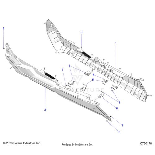 An Image of a Genuine Polaris Parts Schematic Diagram showing the schematic - BODY: ROCKERS - 2025 POLARIS RZR PRO R 4 RACE REPLICA LE EVAP
