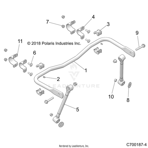 An Image of a Genuine Polaris Parts Schematic Diagram showing the schematic - SUSPENSION: REAR STABILIZER BAR - 2019 POLARIS RZR 570